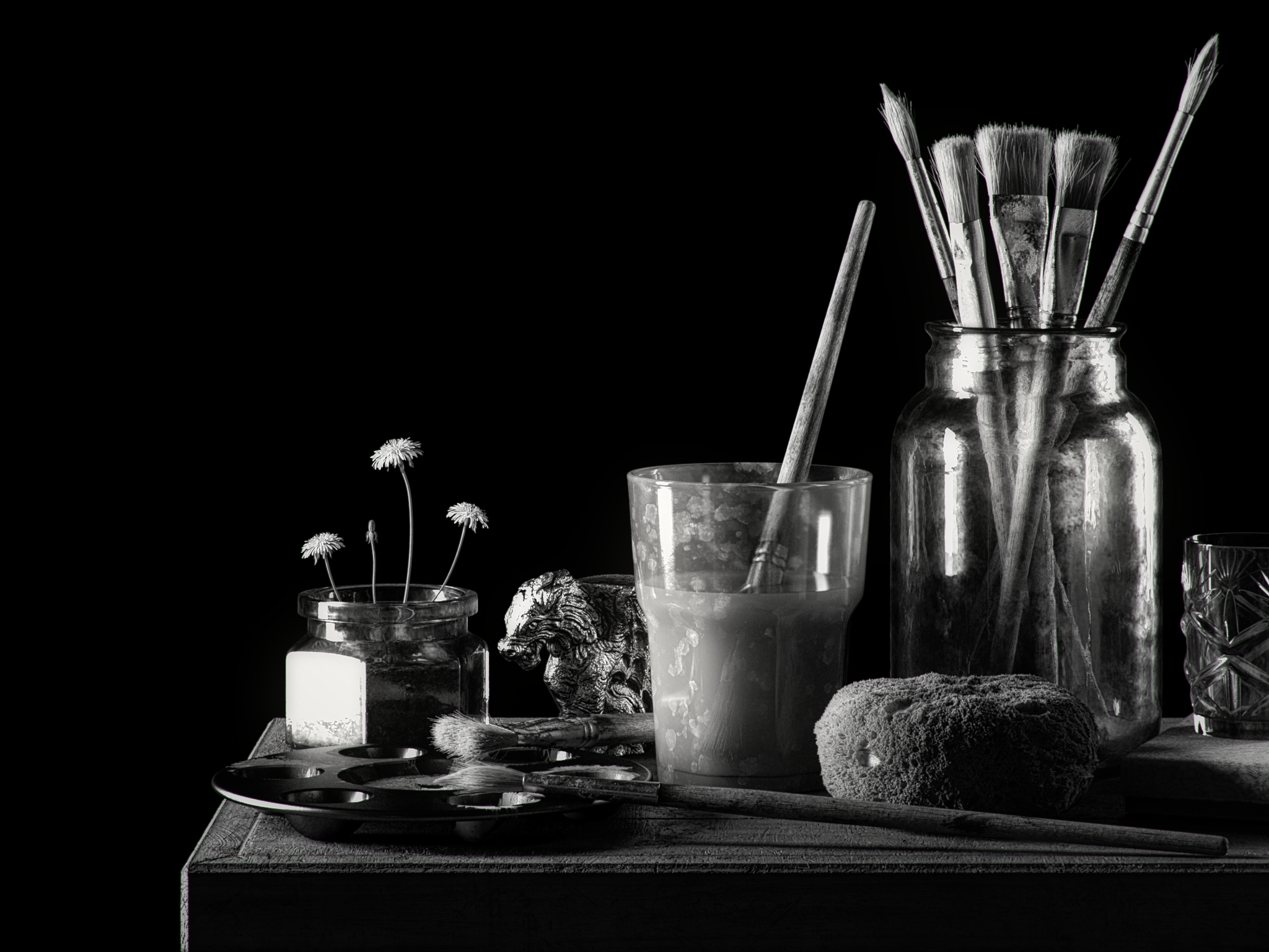 Sponge render in black and white